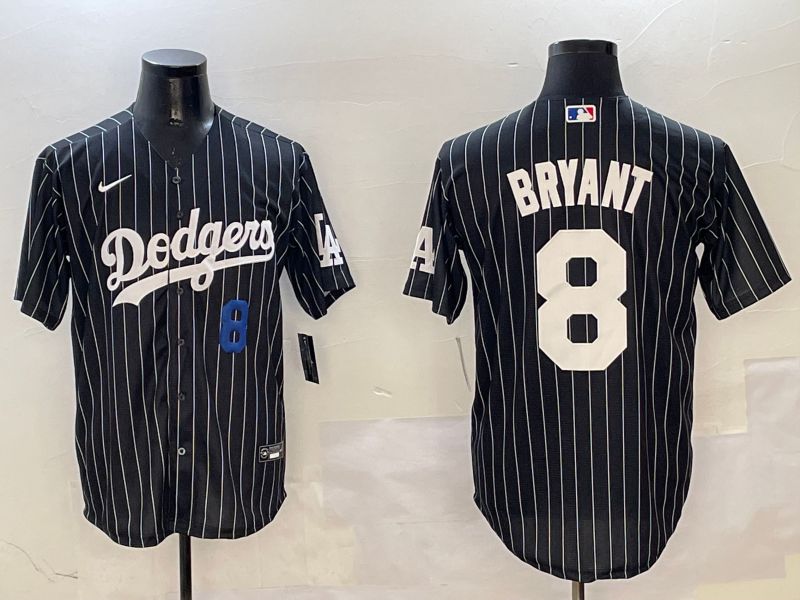 Men Los Angeles Dodgers #8 Bryant Black Stripe Jointly Name 2025 Nike MLB Jersey style 8->los angeles dodgers->MLB Jersey